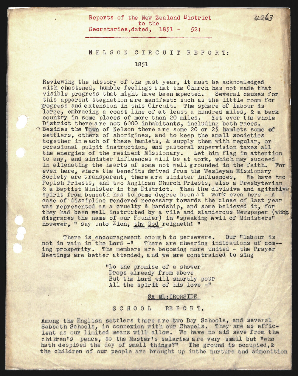 Reports of the New Zealand District to Secretaries