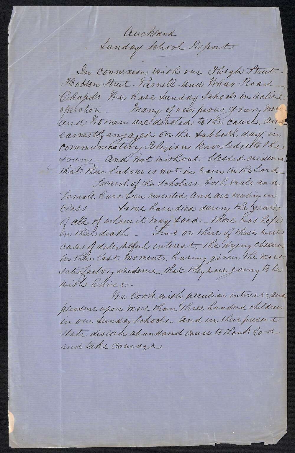 Auckland Circuit - Auckland Sunday School Report