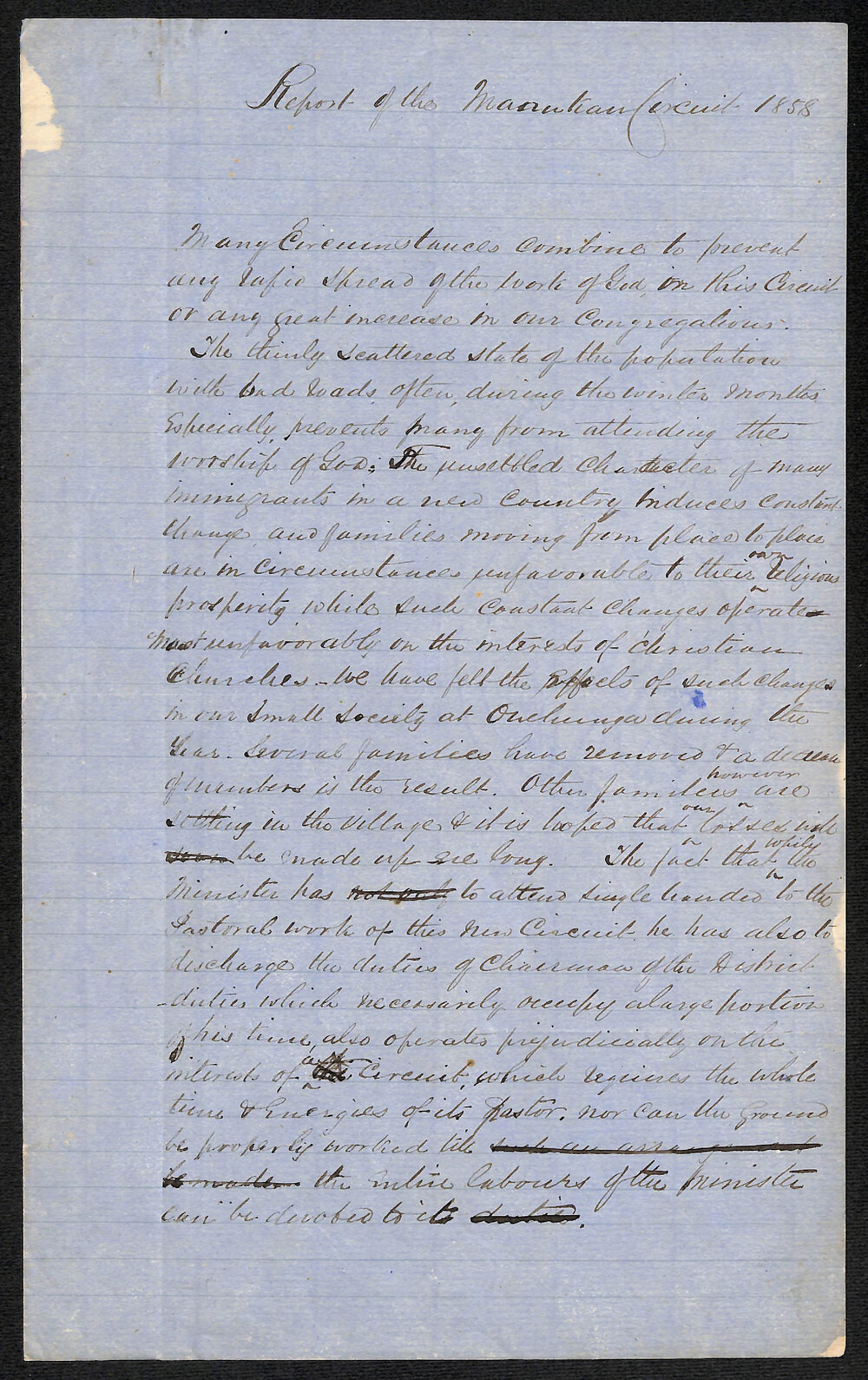 Manukau Circuit &ndash; Manukau Circuit Report by Rev. Thomas Buddle