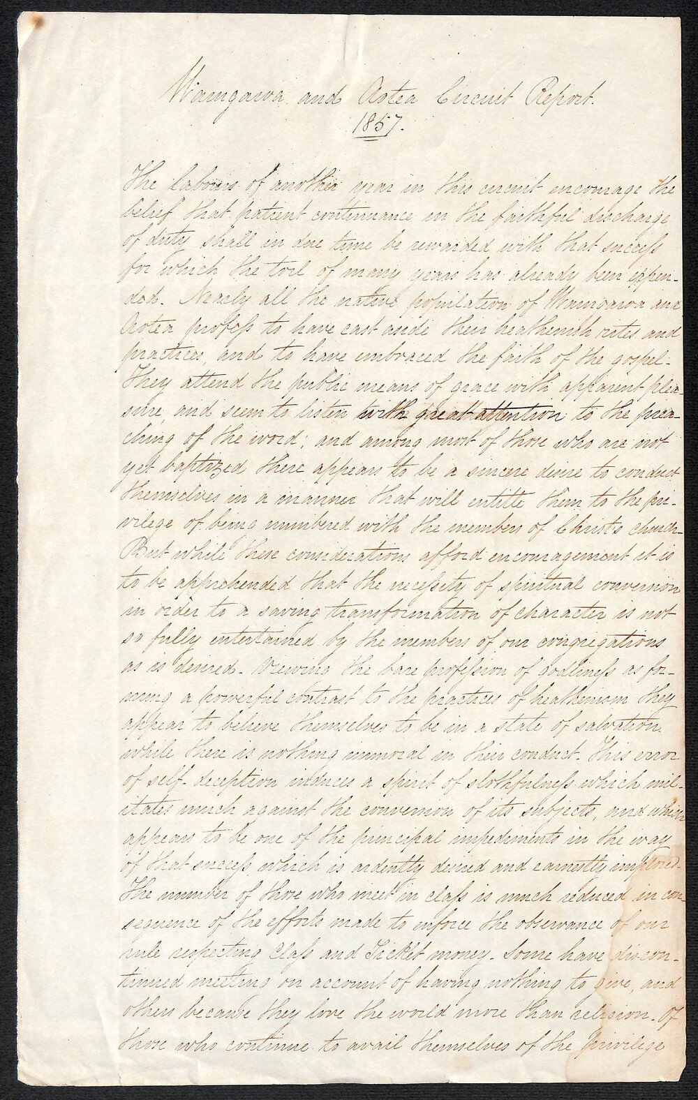 Waingaroa and Aotea Circuit &ndash; Waingaroa and Aotea Circuit Report by Rev. James Wallis