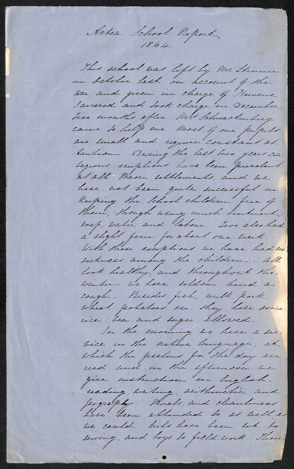 Aotea Circuit &ndash; Aotea School Report by Rev. C. H. Schnackenberg