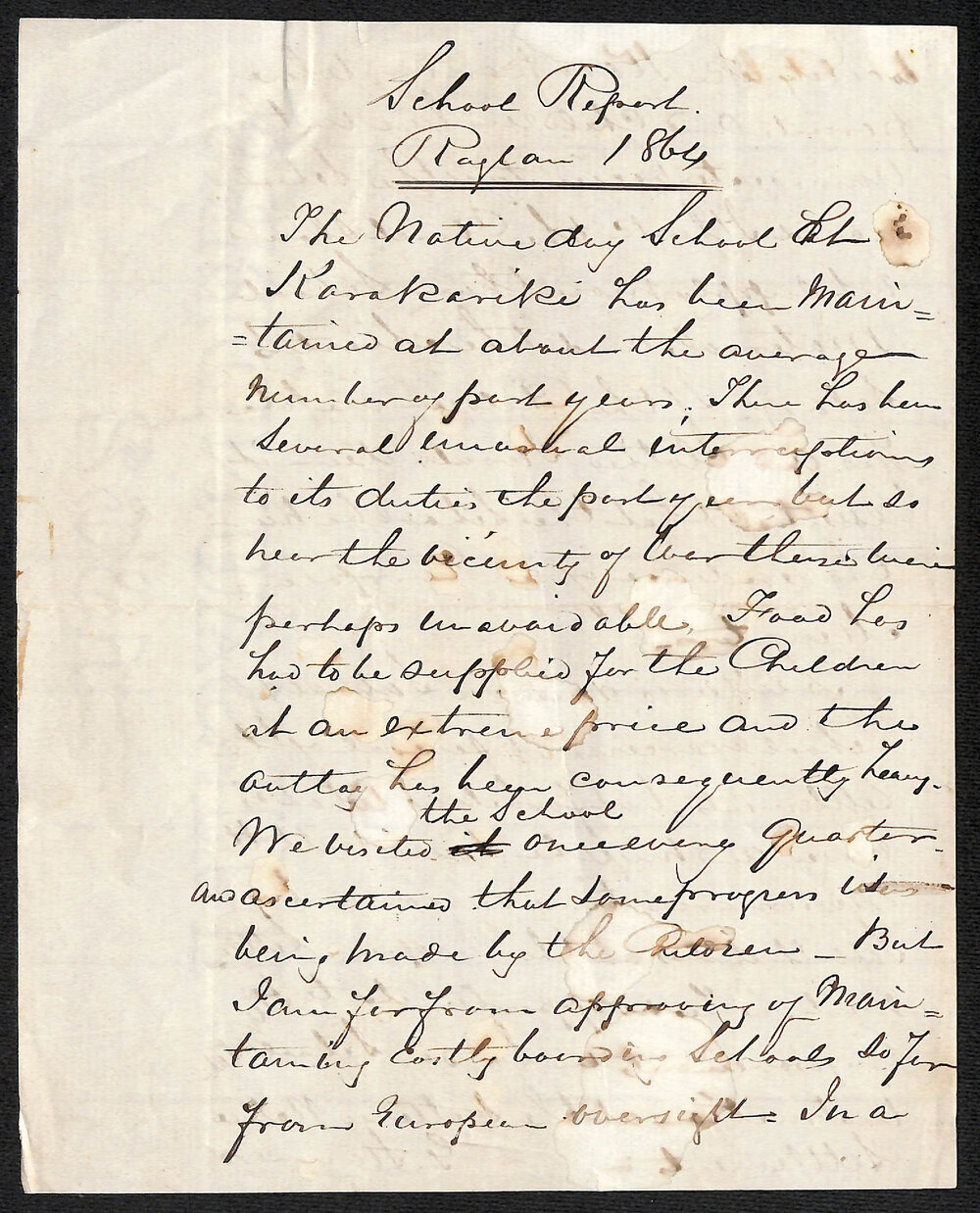 Raglan Circuit &ndash; Raglan School Report by Rev. G. Stannard