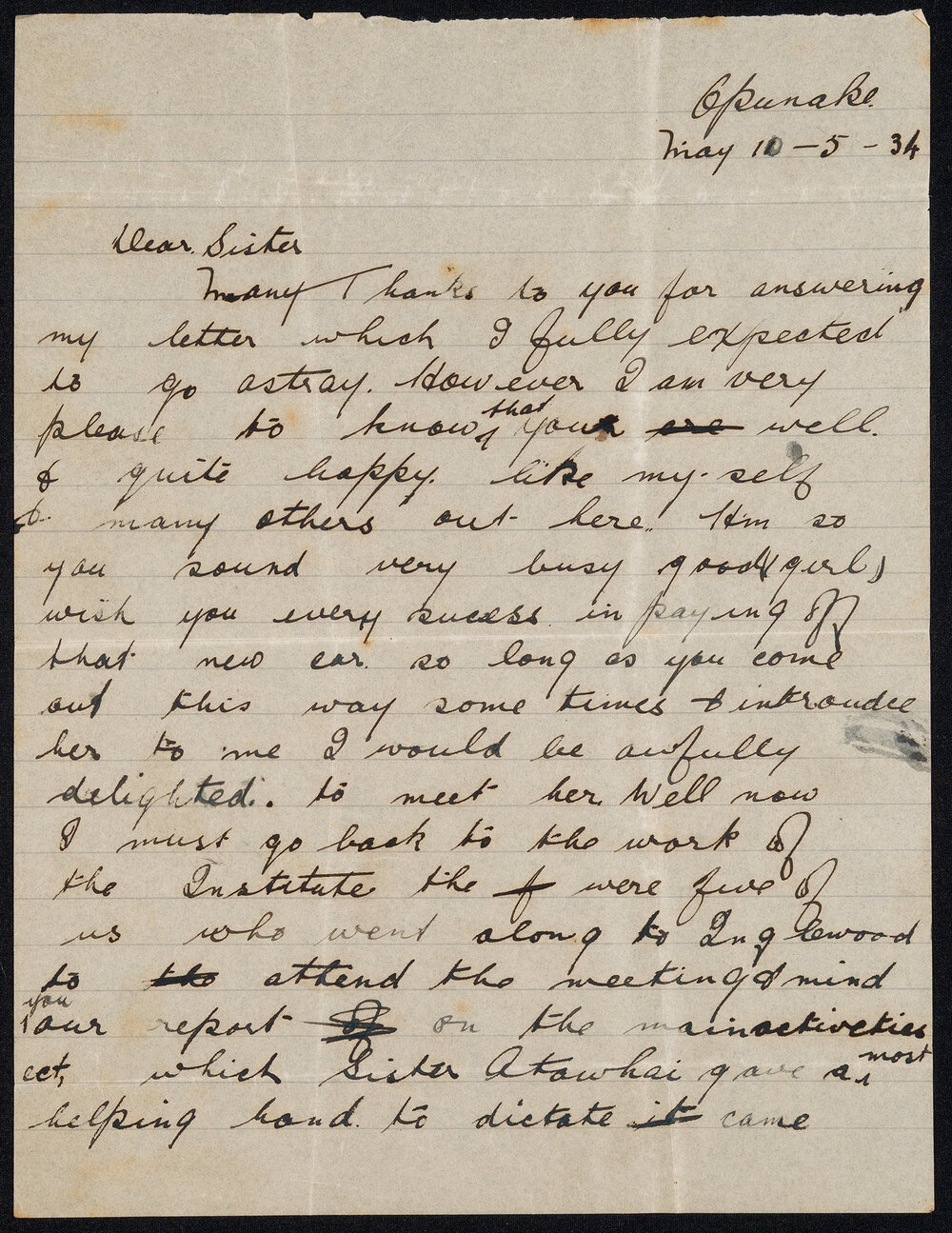 Letter Addressed to Sister [Hobbs] from Biddy [Mrs. White]