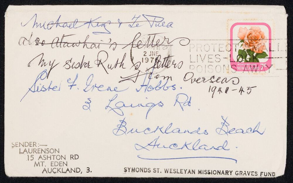 Letter Addressed to Irene from [Her Sister] Ruth Hobbs [While Stationed Overseas During WW2]