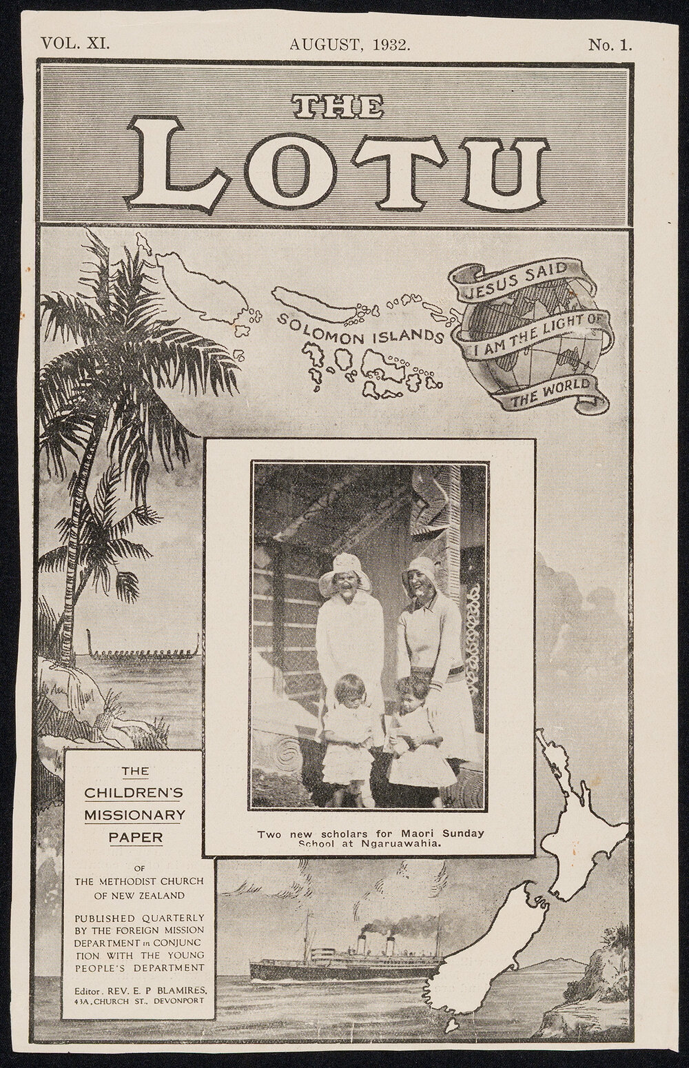 Pages from a NZ Methodist Publication [The Lotu, Vol. 6 , No.1, August,1932] Featuring a Letter from Sister Airini Hobbs