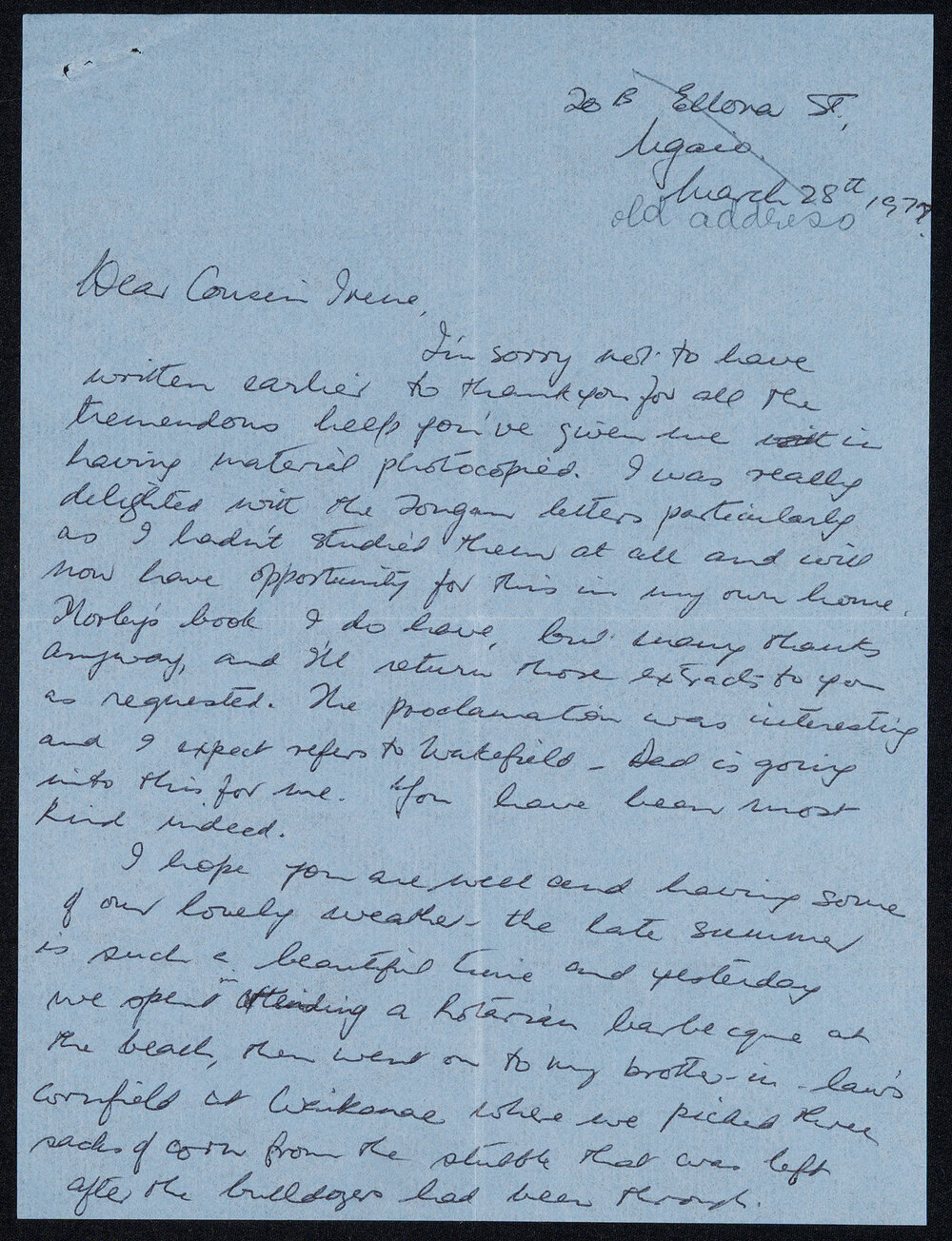 Letter Addressed to Cousin Irene from Tolla Williment 