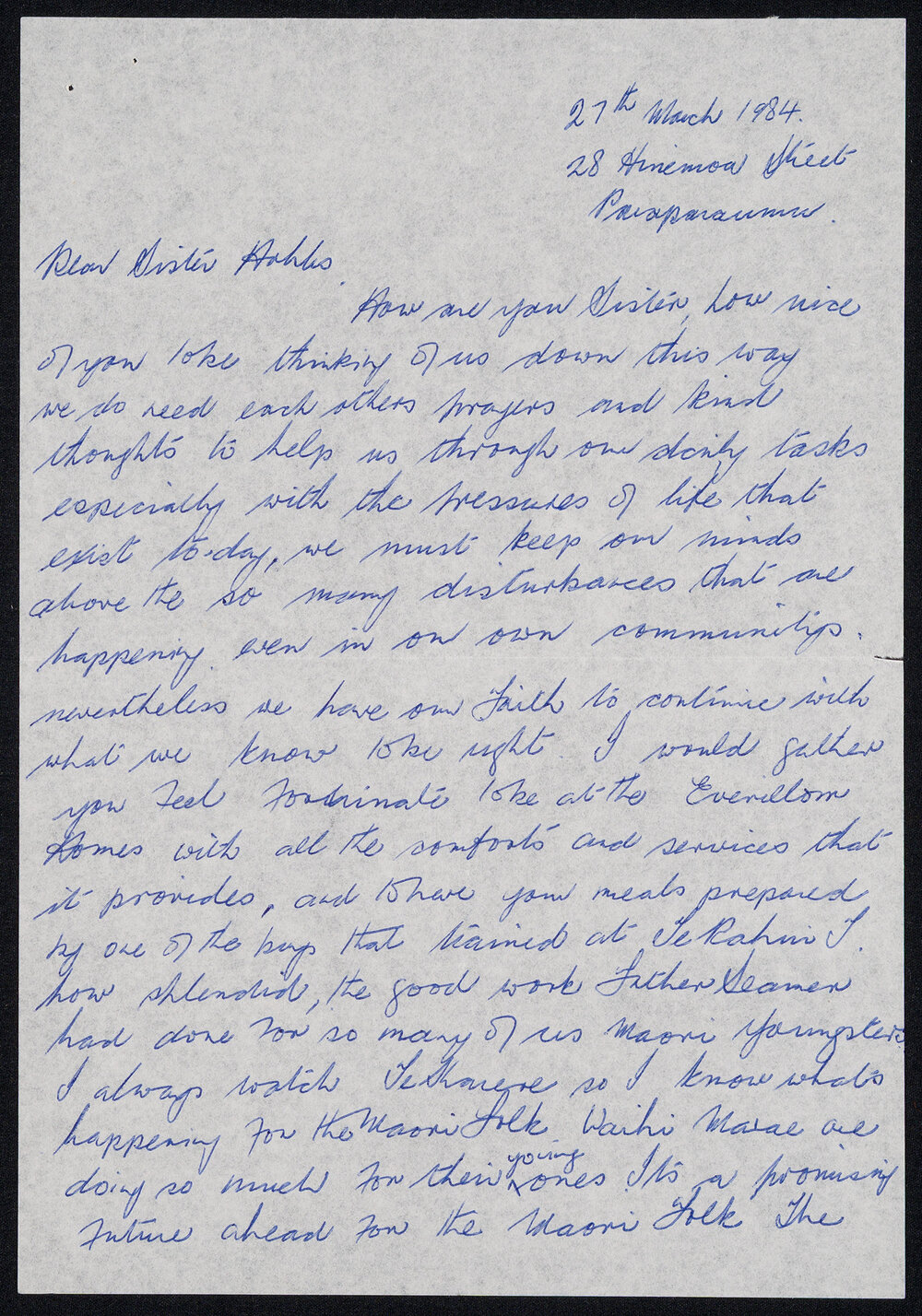 Letter Addressed to Sister Hobbs from Nora Bobby [Pidduck]