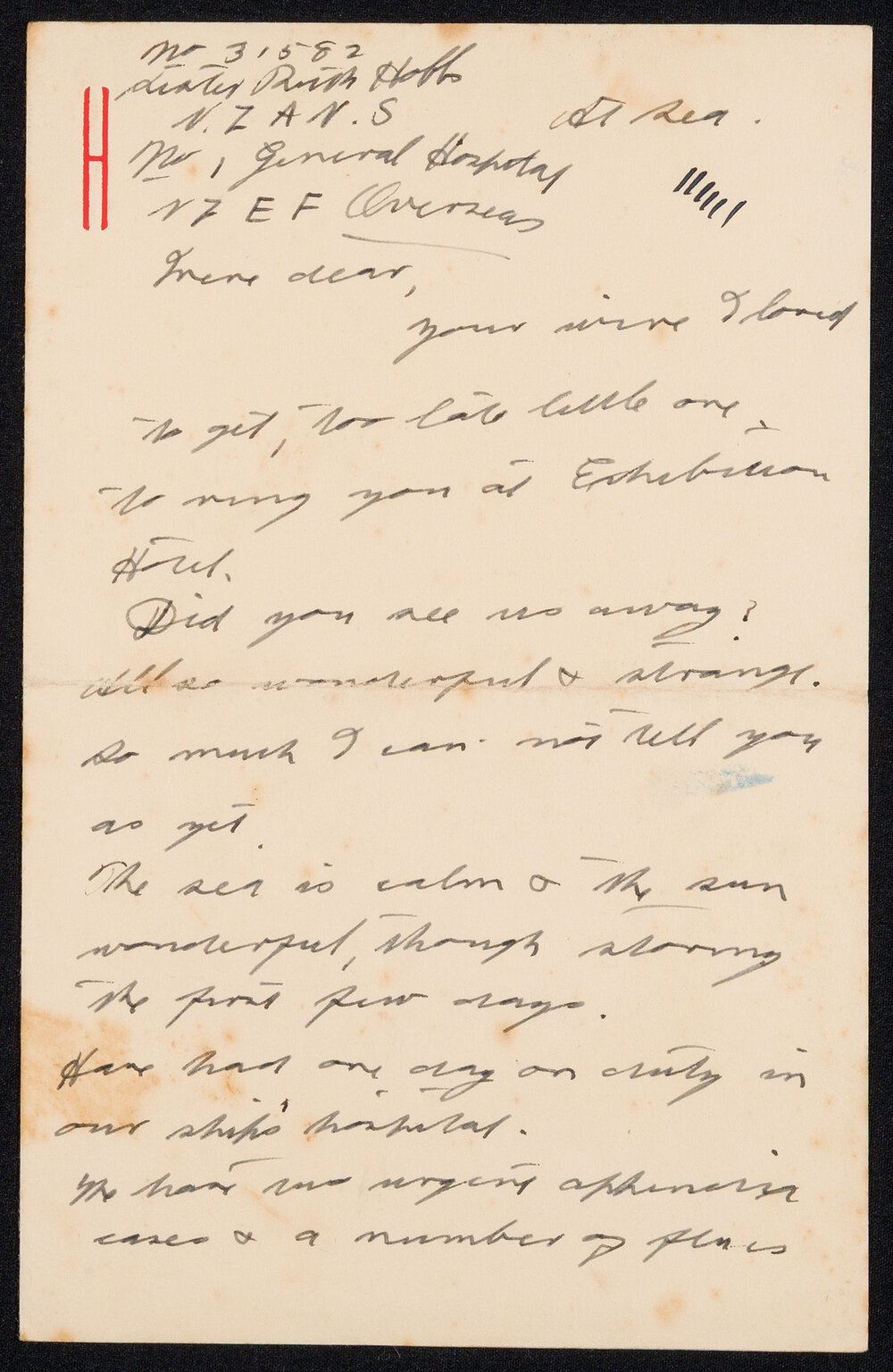 Letter Addressed to Irene from [Her Sister] Ruth Hobbs [While Stationed Overseas During WW2]