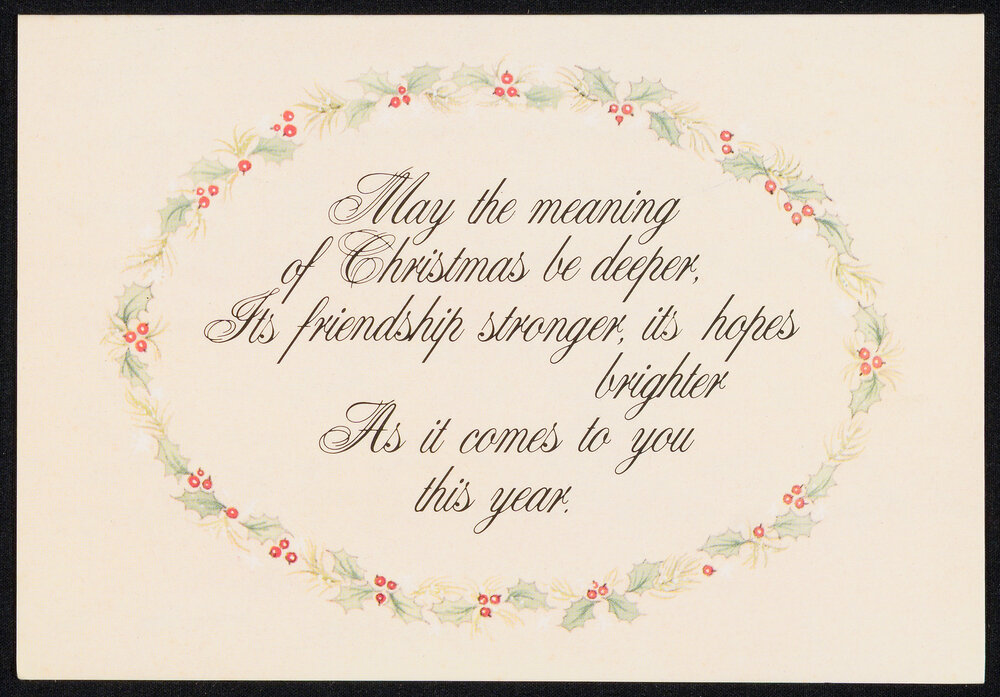 Christmas Card Addressed to Airini Hobbs from Mrs. Huro 
