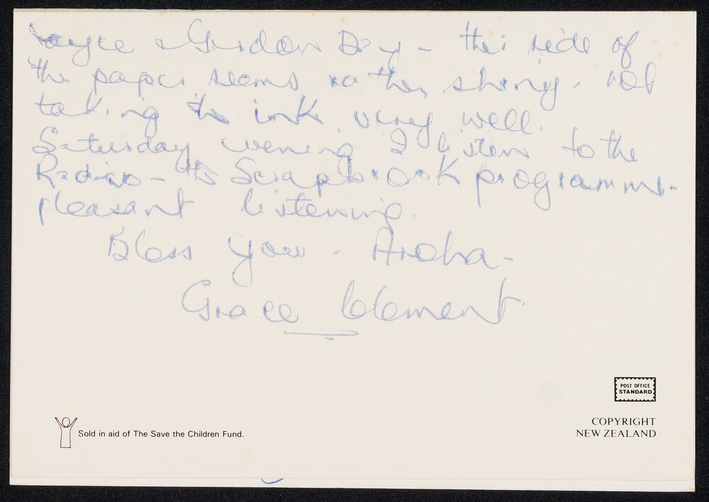 Birthday Card Addressed to Airini from Grace Clement