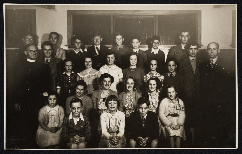 Sydenham Methodist Church - Formal Group Photographs of Morning Choir, Trustees [in 1937], W. Dobbs 80th Birthday, 60th Jubilee [in 1938], Bible Class, Harvest Festival, and Church Interior and Exterior