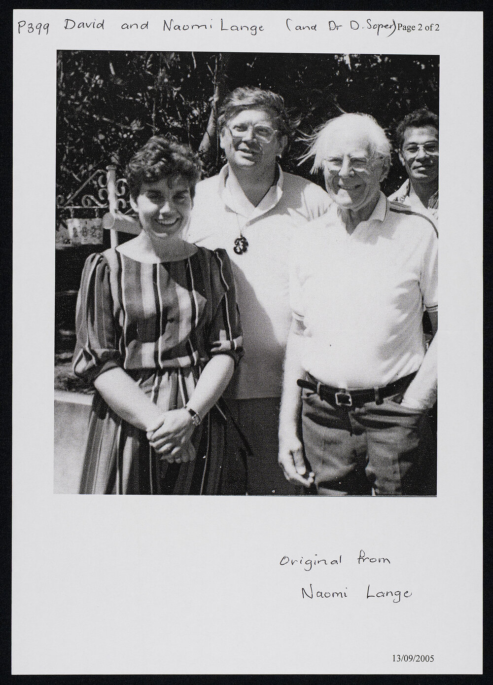 David and Naomi Lange with Dr. Donald Soper [Lord Soper]