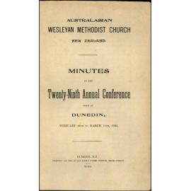 Australasian Wesleyan Methodist Church, New Zealand - Minutes of the Twenty-Ninth Annual Conference held at Dunedin, February 26th to March 11th, 1902