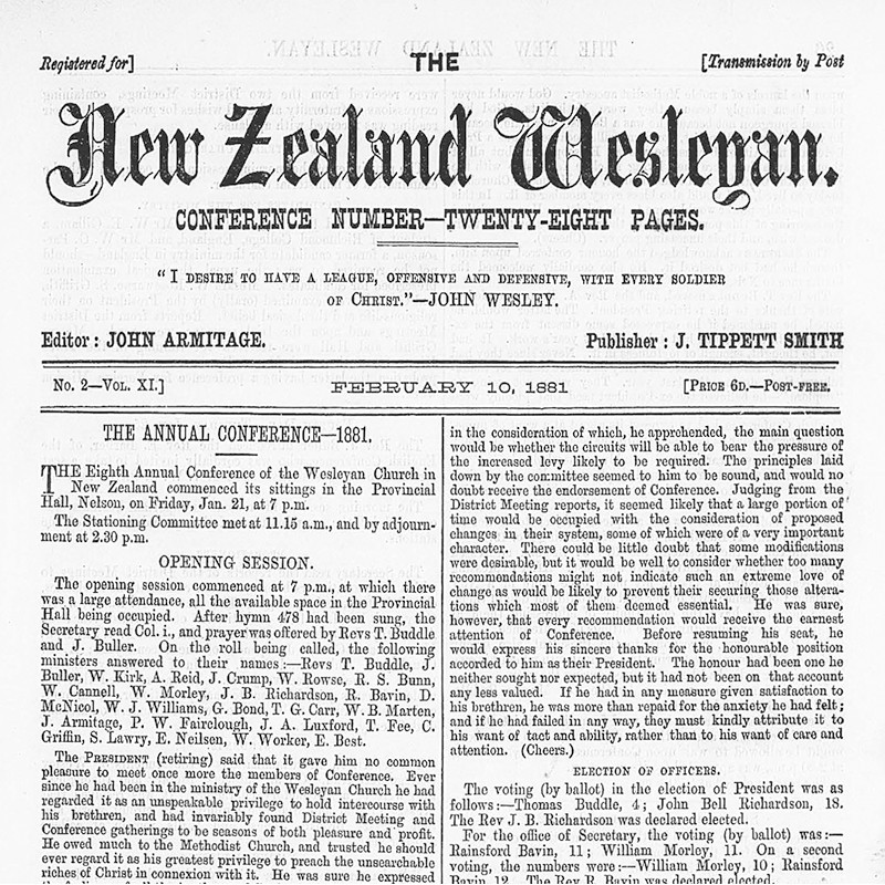 The New Zealand Wesleyan (31 Jan 1871 - 2 June 1884)
