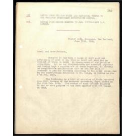 Letter to Secretaries from William White and Nathaniel Turner and letter to Jas Butterworth from George Erskine