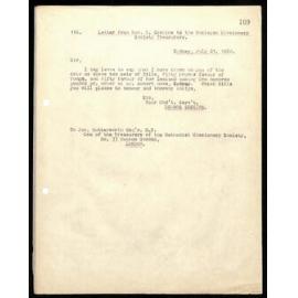 Letter to Jos (sic) Butterworth from George Eskine (sic)