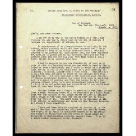 Letter to Secretaries from Rev. W. White