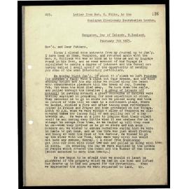 Letter to Secretaries from Rev. W. White