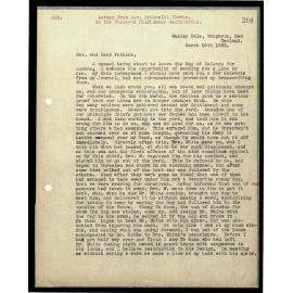 Letter to Secretaries from Rev. Nathaniel Turner