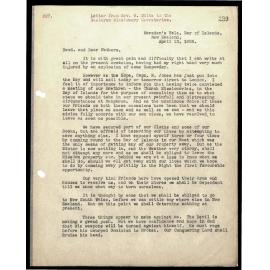 Letter to Secretaries from W. White