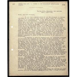 Letter to Secretaries from Rev. N. Turner