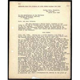 Letter and journal extracts to Secretaries from John Hobbs