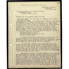 Journal extracts to Secretaries from John Hobbs
