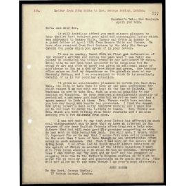 Letter to Rev. George Morley from John Hobbs