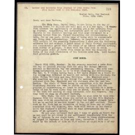 Letter and journal extract from John Hobbs