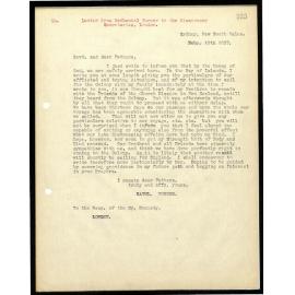 Letter to Secretaries from Nathaniel Turner