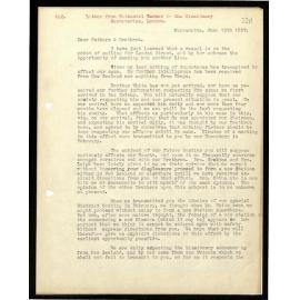 Letter to Secretaries from Nathaniel Turner