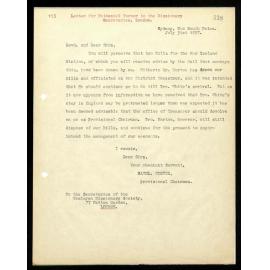 Letter to Secretaries from Nathaniel Turner