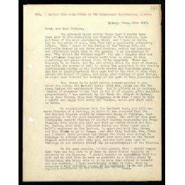 Letter to Secretaries from John Hobbs