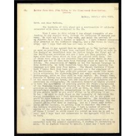 Letter to Secretaries from Rev. John Hobbs