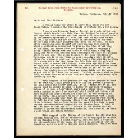 Letter to Secretaries from John Hobbs