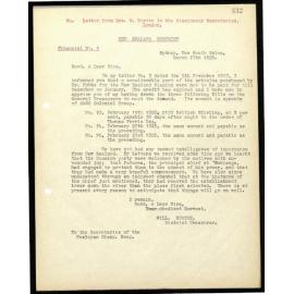 Letter to Secretaries from Rev. W. Horton