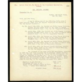 Letter to Secretaries from Rev. W. Horton