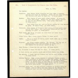 Letter listing Mission requirements to Secretaries from John Hobbs