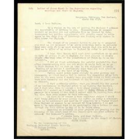 Letter to Secretaries from James Stack