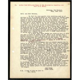 Letter to Secretaries from Hobbs and Stack