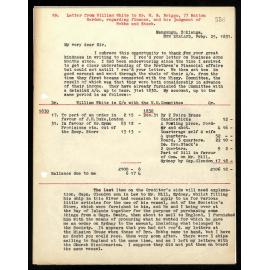 Letter to Mr. W. B. Briggs from William White