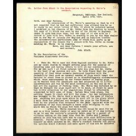 Letter to Secretaries from James Stack