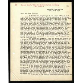 Letter to Secretaries from W. White