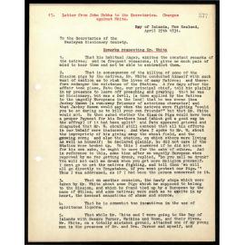 Letter to Secretaries from John Hobbs