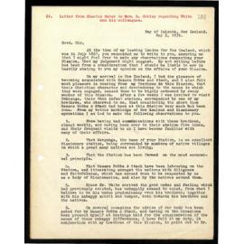 Letter to Rev. G. Morley from Charles Baker