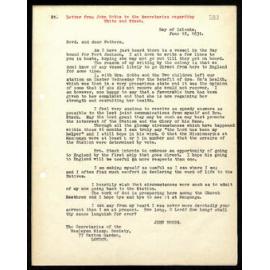 Letter to Secretaries from John Hobbs