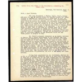 Letter to Secretaries from John Hobbs