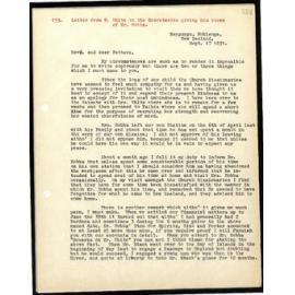 Letter to Secretaries from W. White