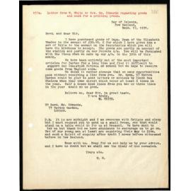 Letter to Rev. Edwards from W. White