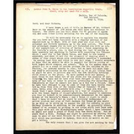Letter to Secretaries from W. White